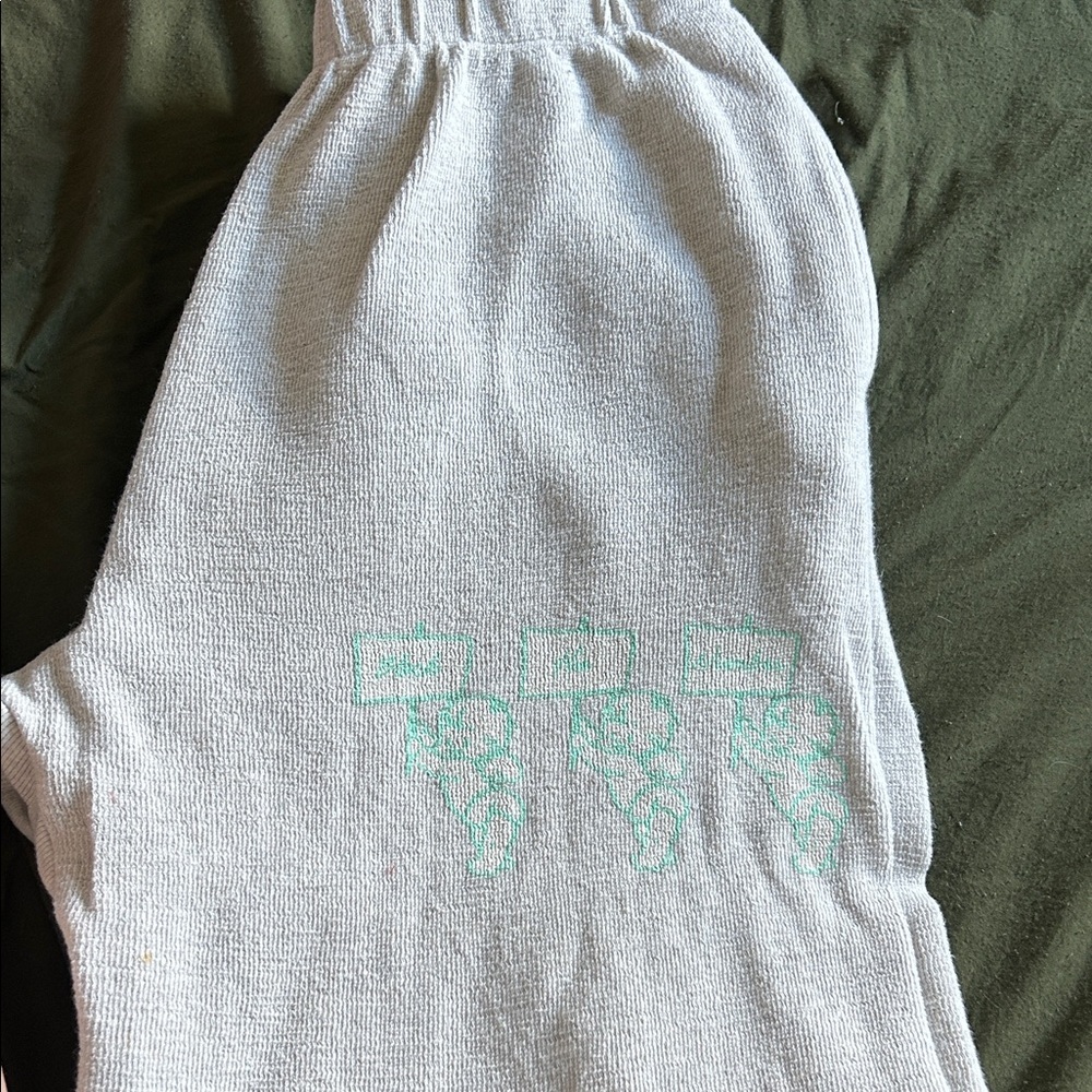 Light Gray Sweatpants with Green Graphic